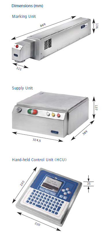 Linx SL101 industrial LASER coder dimensional drawing