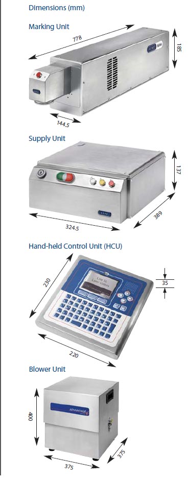 Linx SL 301 industrial LASER coder dimensional drawing